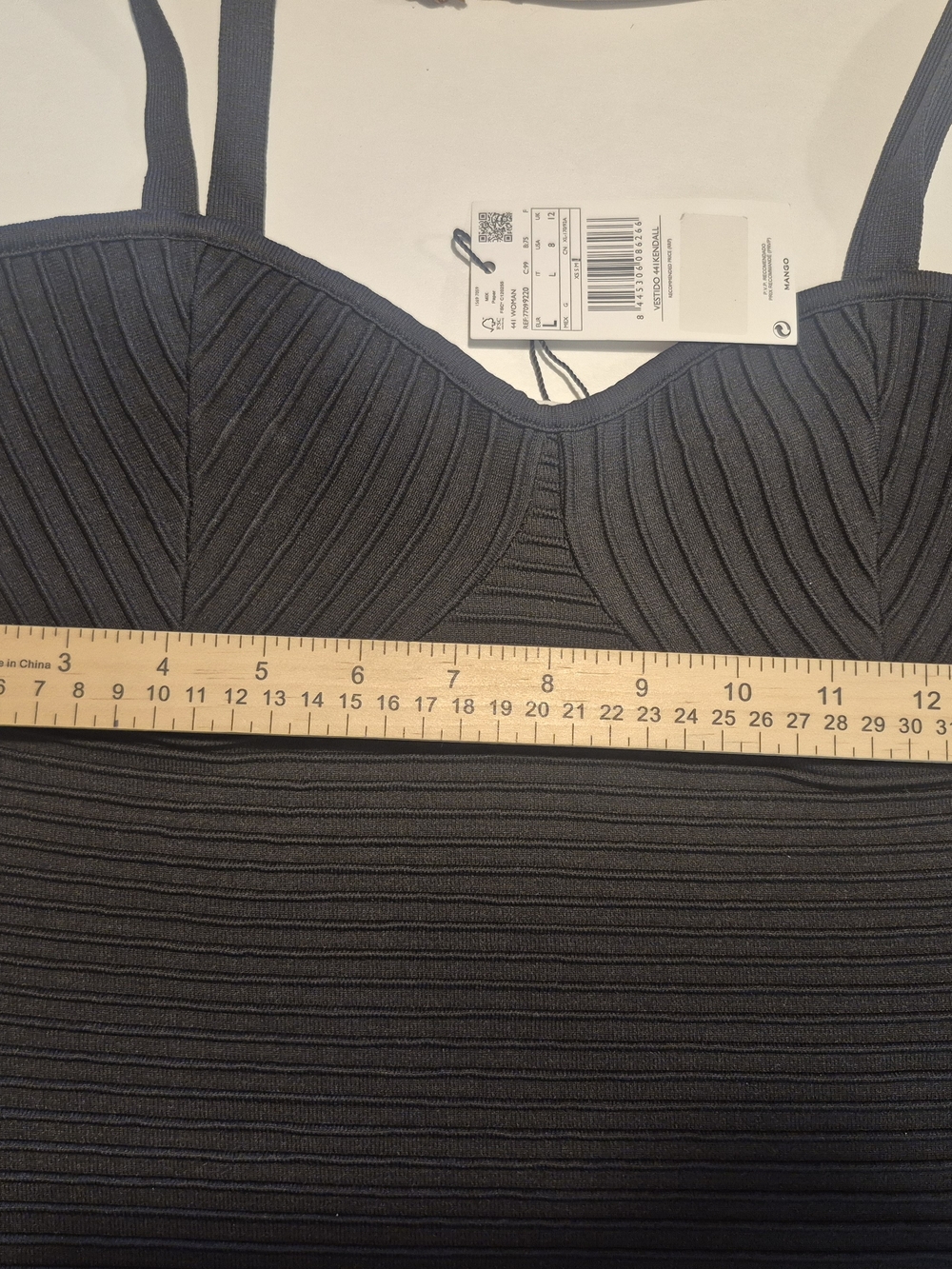 Mango Black Ribbed Bodycon Mini Dress - Picture 7 of 9